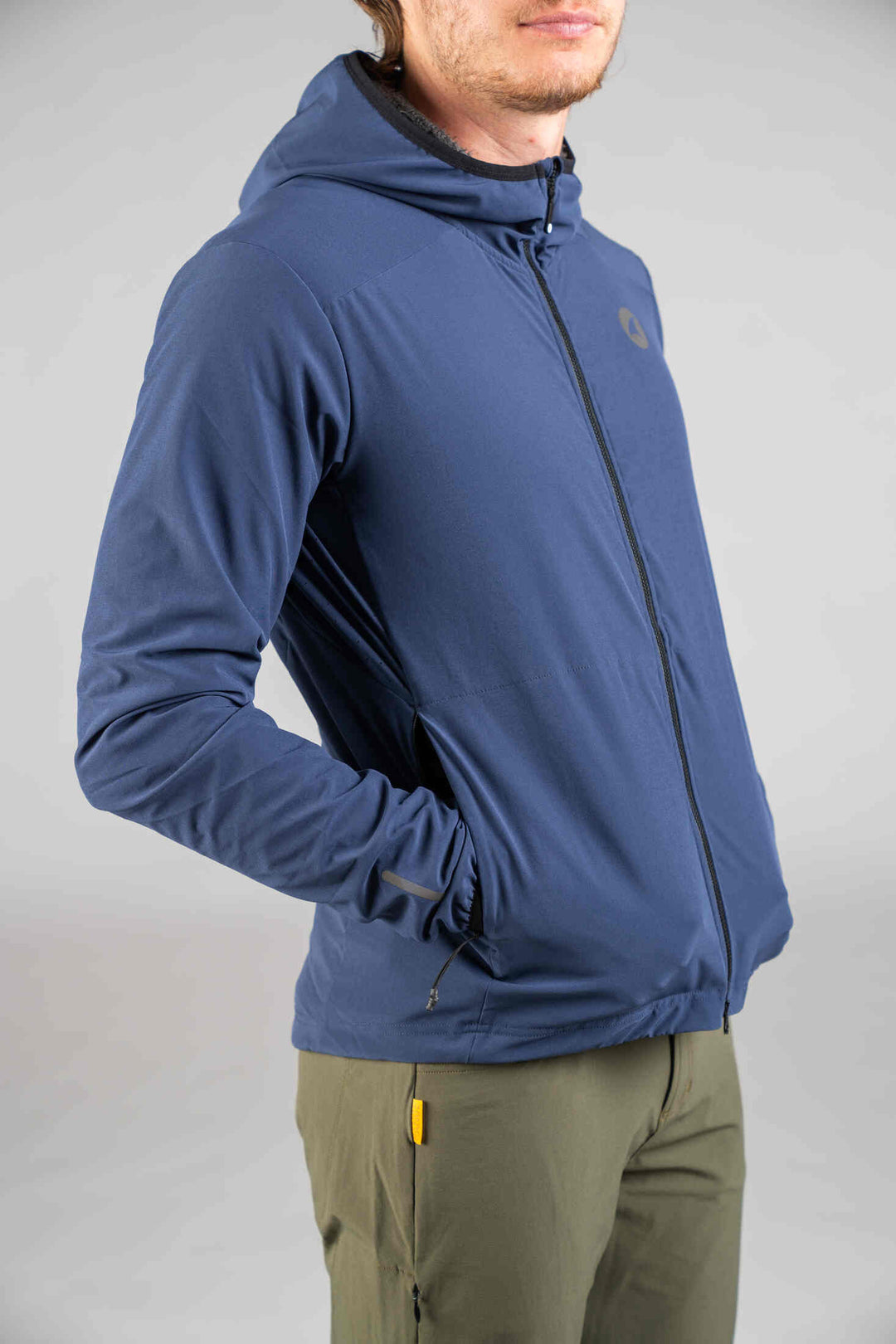 Men's Navy Blue Insulated Cycling Jacket - Front Pockets