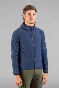 Men's Navy Blue Insulated Cycling Jacket - Front View