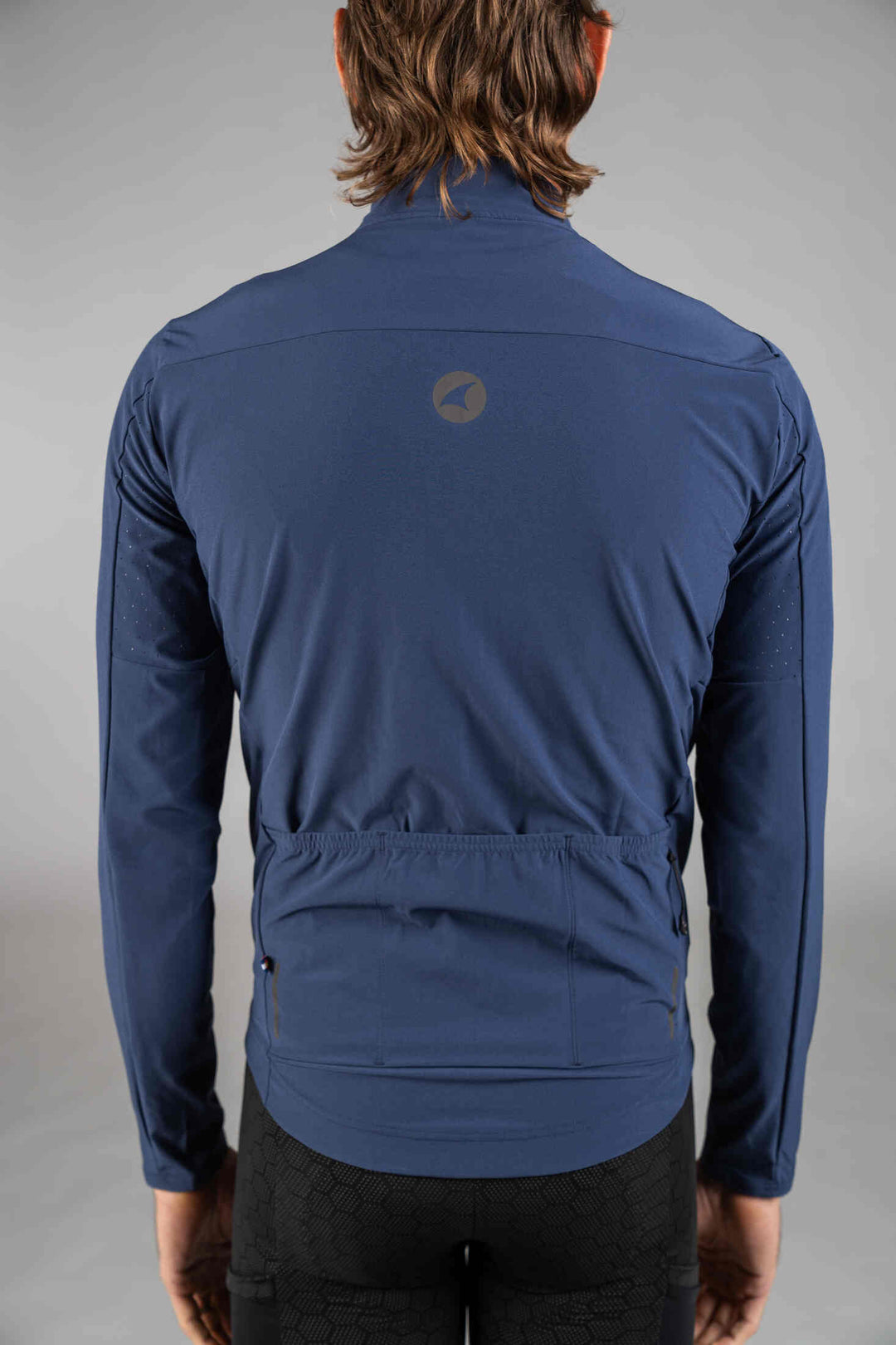 Men's Navy Blue Lightweight Packable Cycling Jacket - Back PocketsView