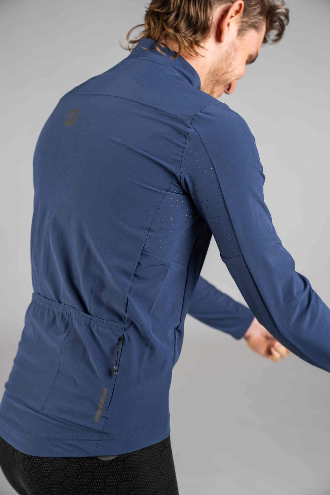 Men's Navy Blue Lightweight Packable Cycling Jacket - Underarm Venting