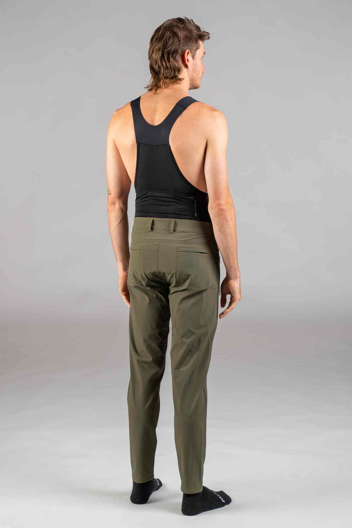 Men's Olive Green Mountain Bike Pants - Back View