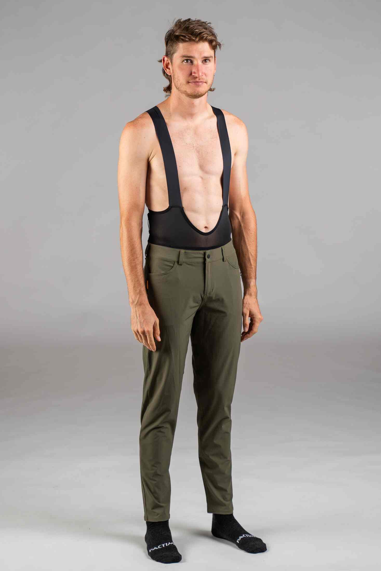 Men's Olive Green Mountain Bike Pants - Front View