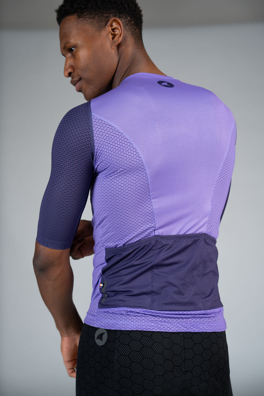 Men's Purple Mesh Cycling Jersey - Back Close-Up