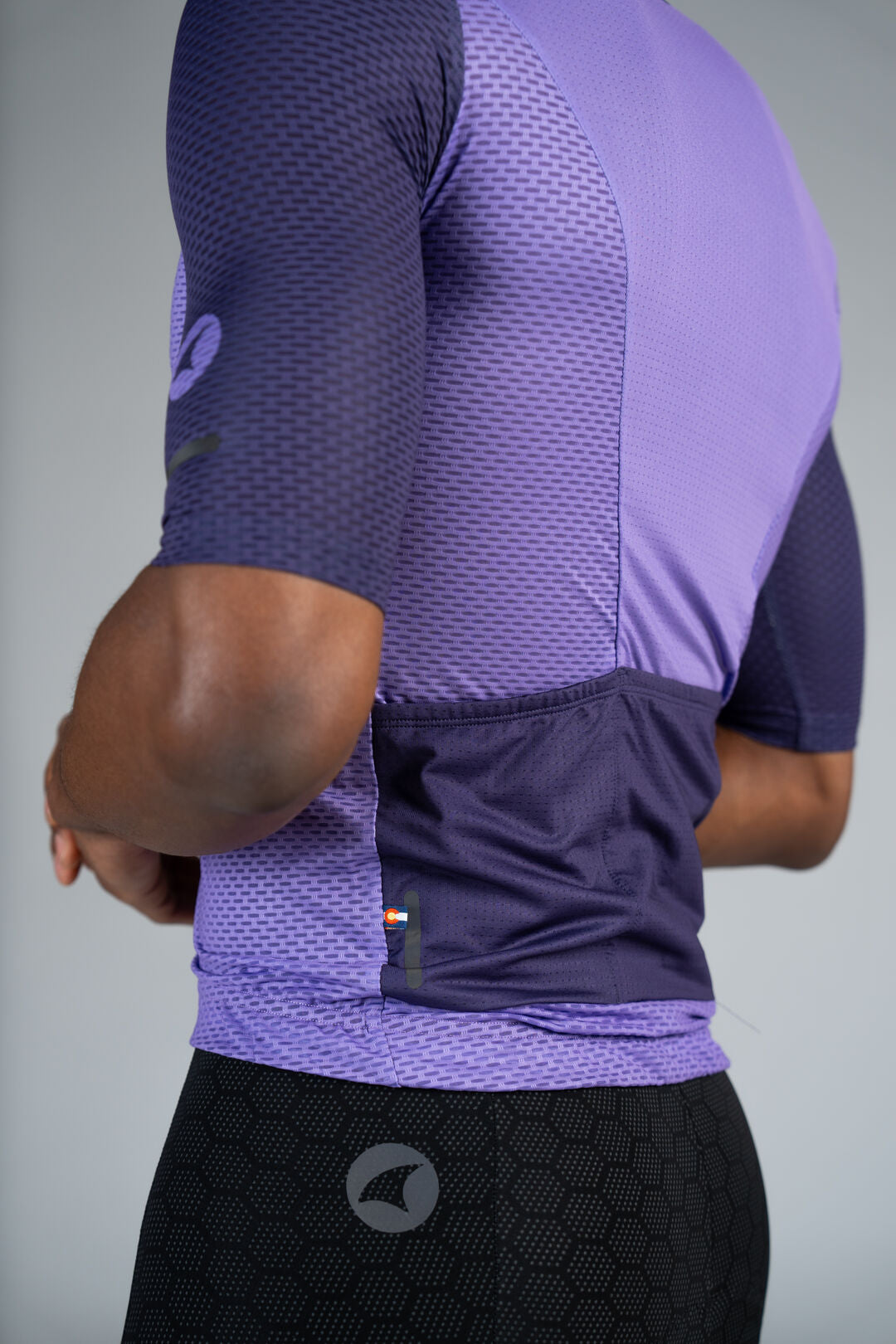 Men's Purple Mesh Cycling Jersey - Back Side View