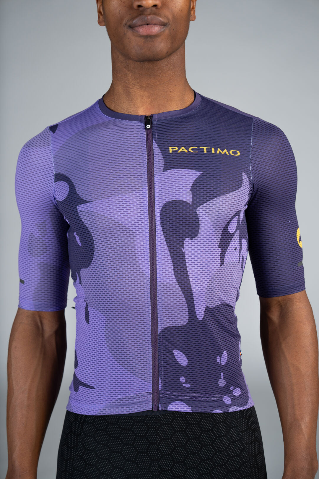 Men's Purple Mesh Cycling Jersey - Bloom Front Zipper