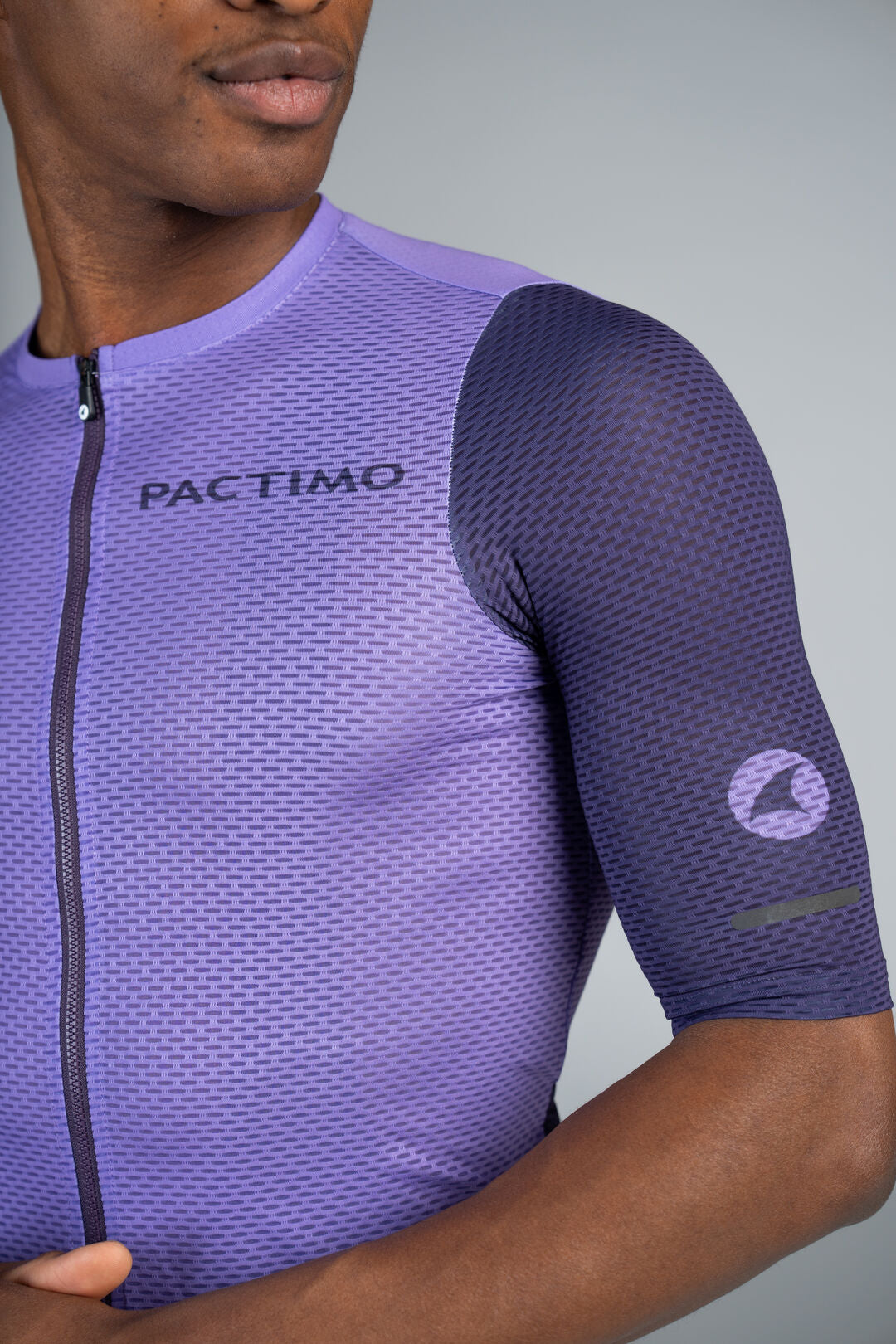 Men's Purple Mesh Cycling Jersey - Front Close-Up