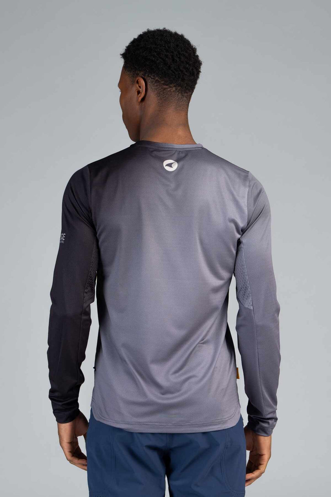 Men's Range Gray Long Sleeve Mountain Bike Tee - Back View