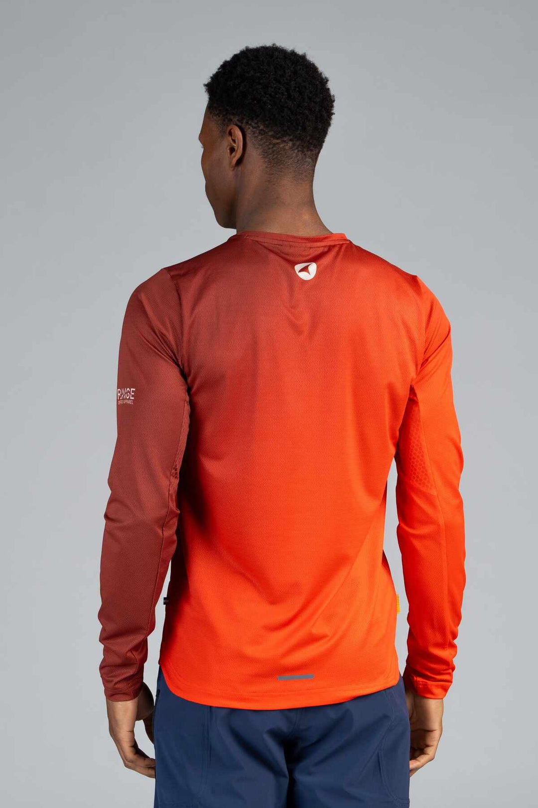 Men's Range Red Long Sleeve Mountain Bike Tee - Back View