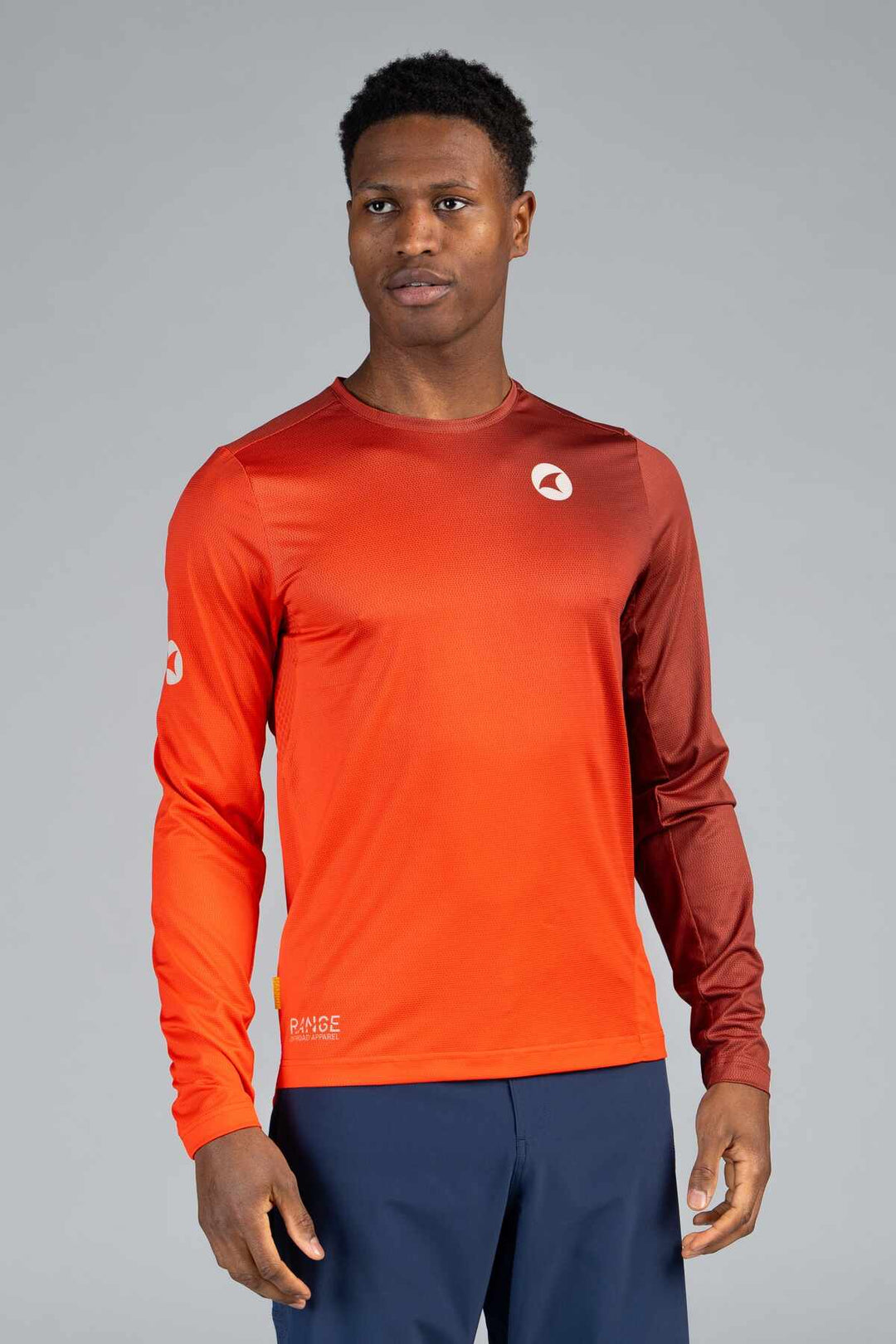 Men's Range Red Long Sleeve Mountain Bike Tee - Front View