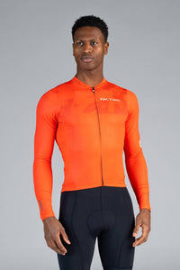 Men's Red Aero Long Sleeve Cycling Jersey - Front View