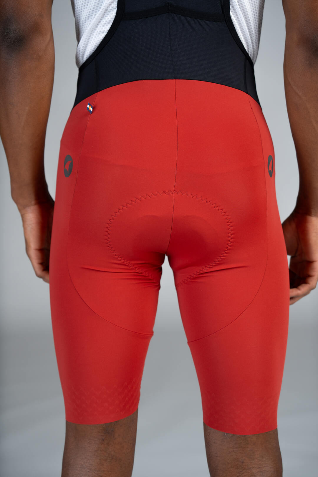 Men's Red Cycling Bibs - Back Close-Up