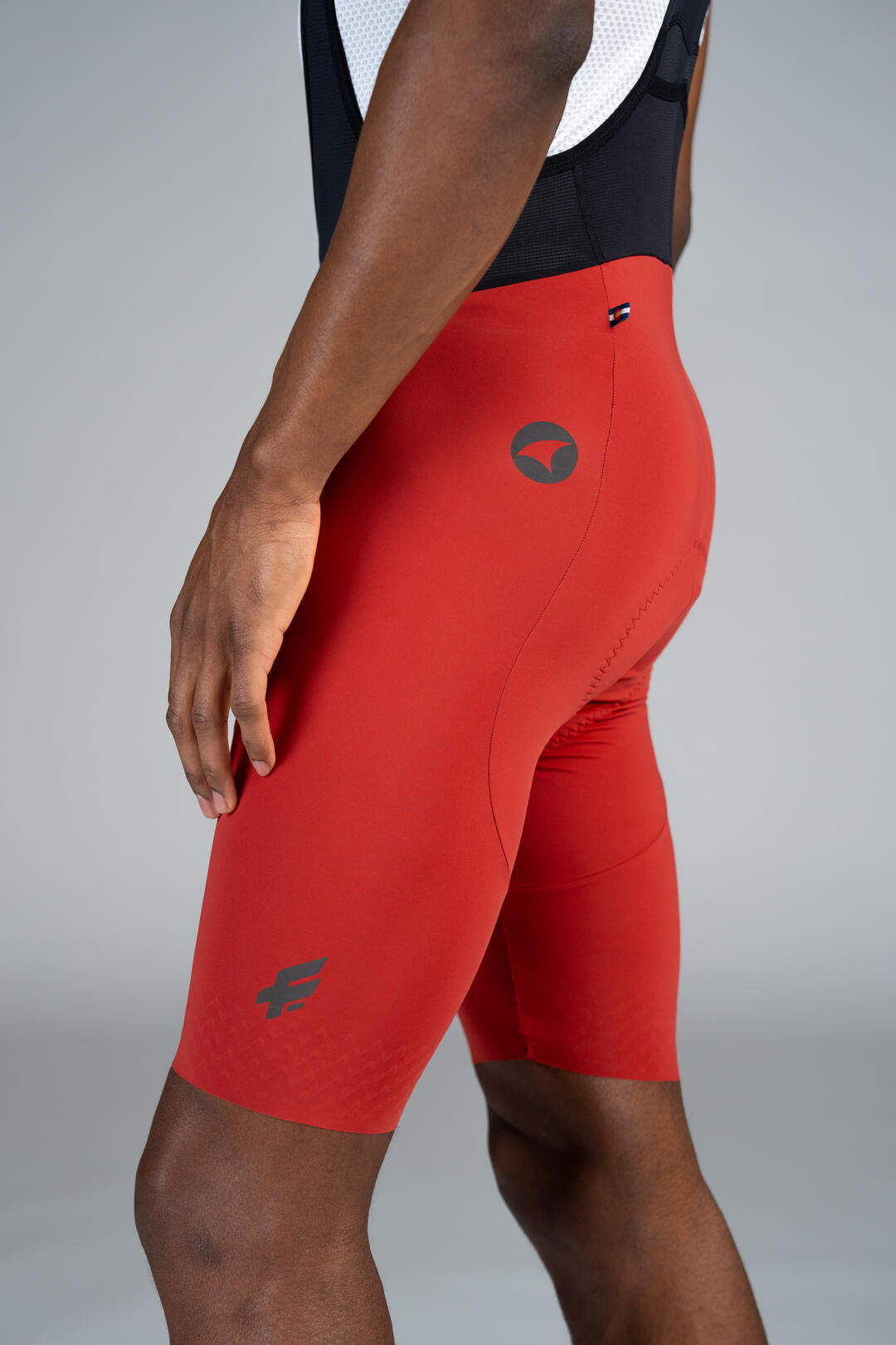 Men's Red Cycling Bibs - Side View