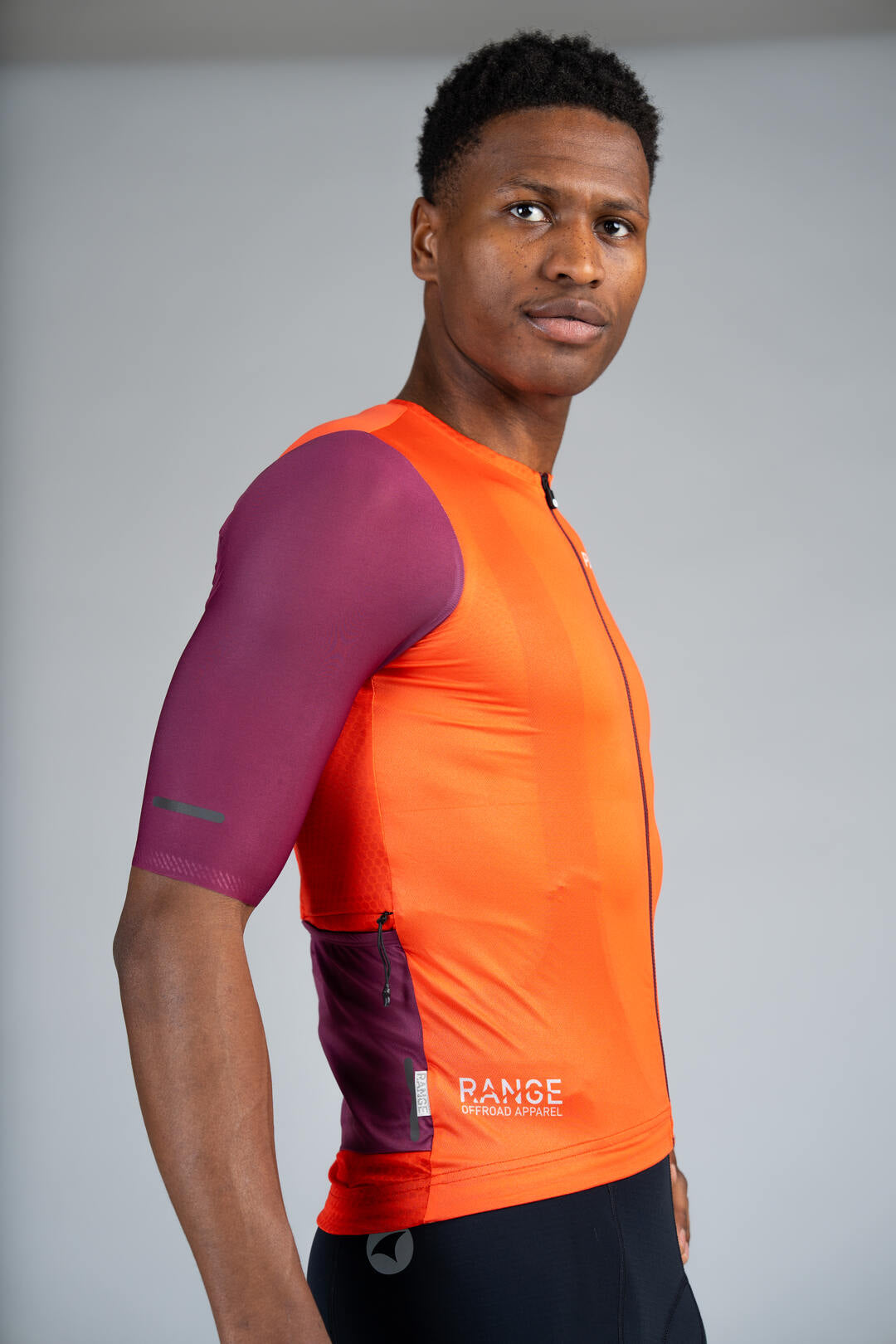 Men's Red Gravel Cycling Jersey - Side View