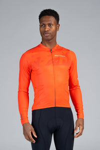 Men's Red Long Sleeve Bike Jersey - Front View