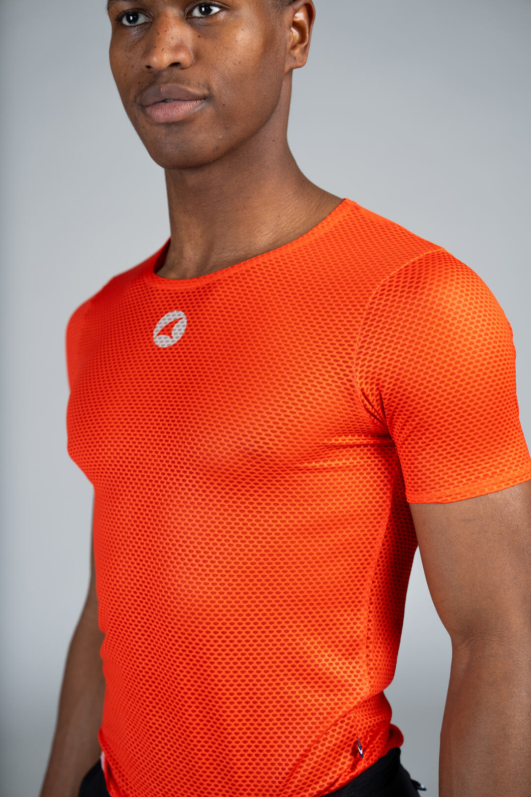 Men's Red Mesh Cycling Base Layer - Close-Up