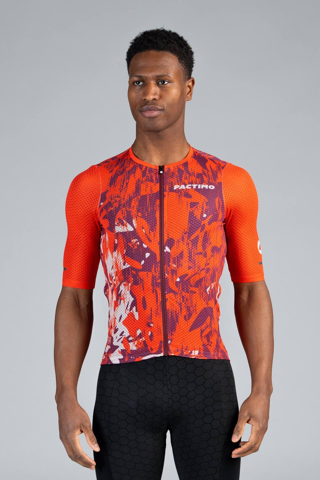 Men's Red Mesh Gravel Cycling Jersey - Front View