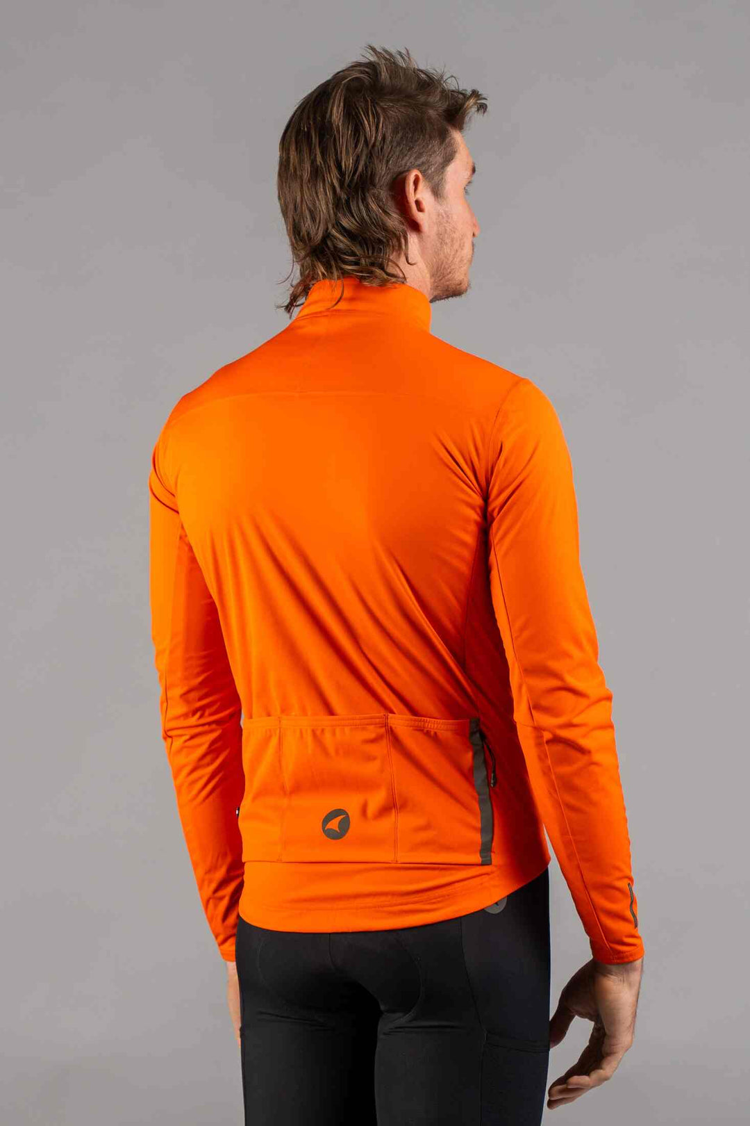 Men's Red Orange Water Resistant Cycling Jacket - Back View