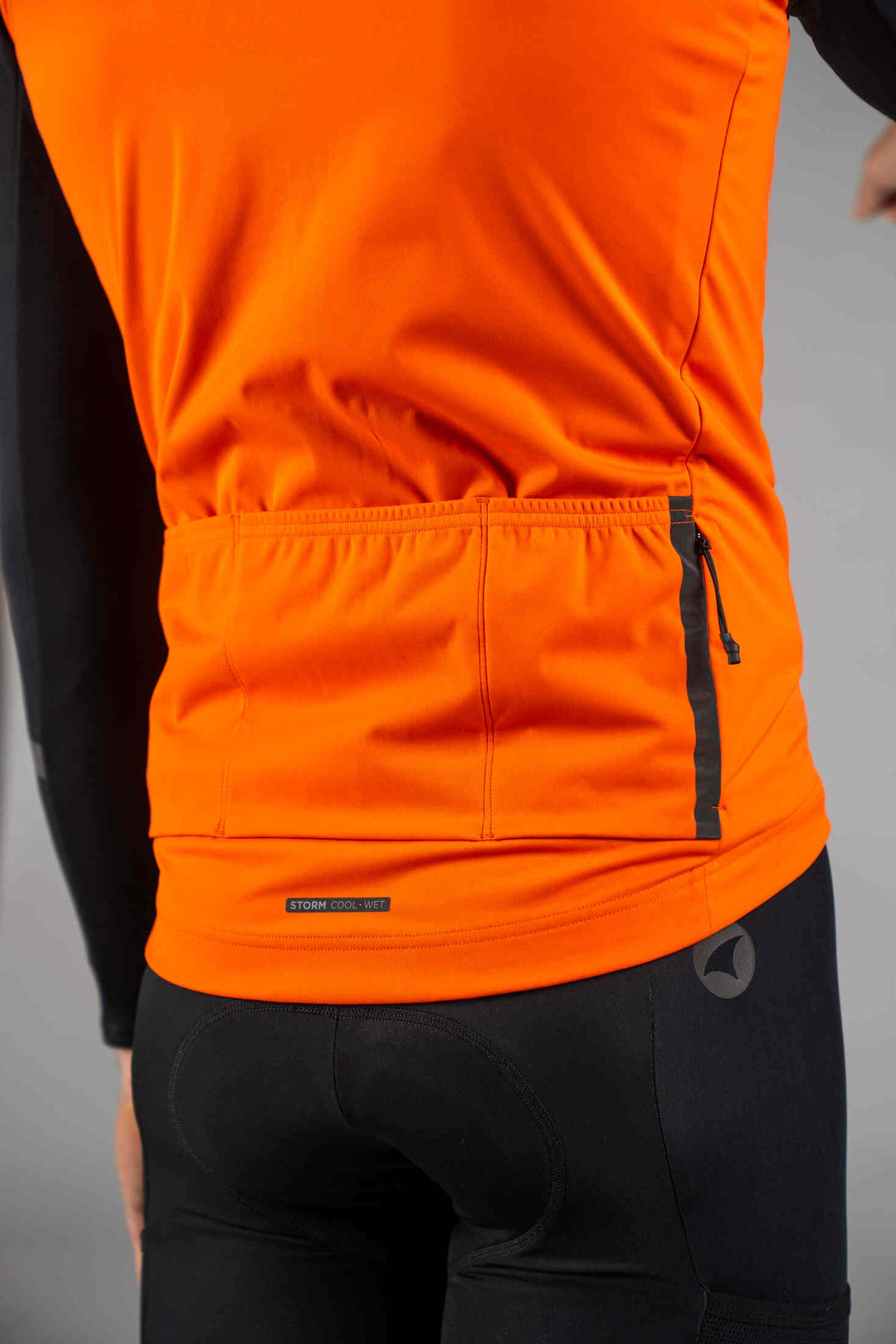 Men's Red Orange Water Resistant Cycling Vest - Back Pocket