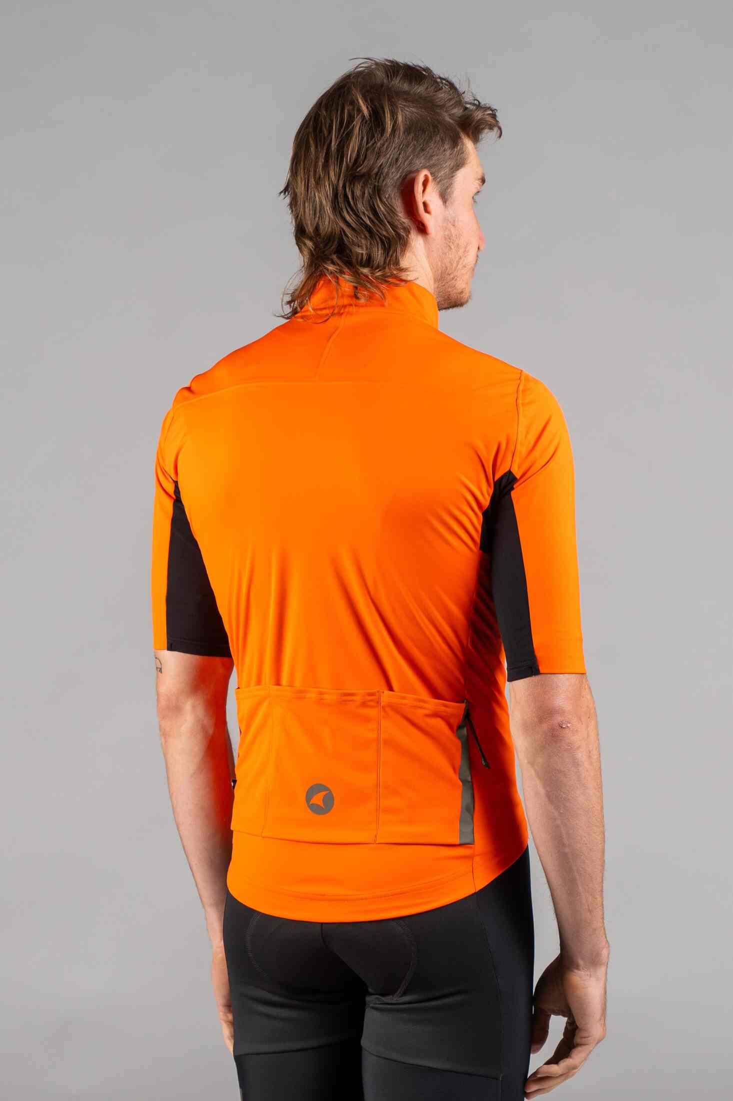 Men's Red Orange Water-Resistant Short Sleeve Jacket - Back View