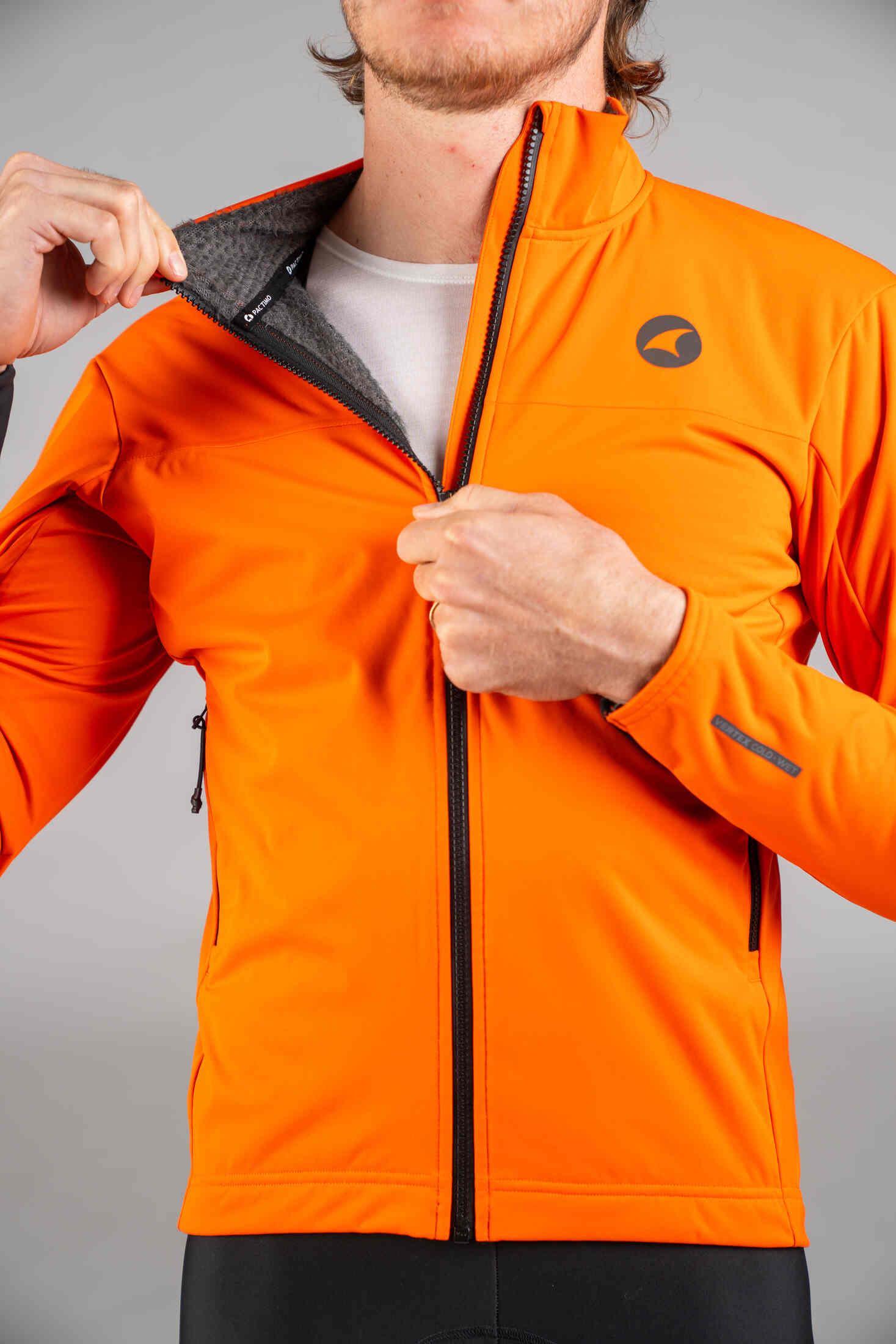 Men's Red Orange Winter Cycling Jacket - Alpha Core Insulation