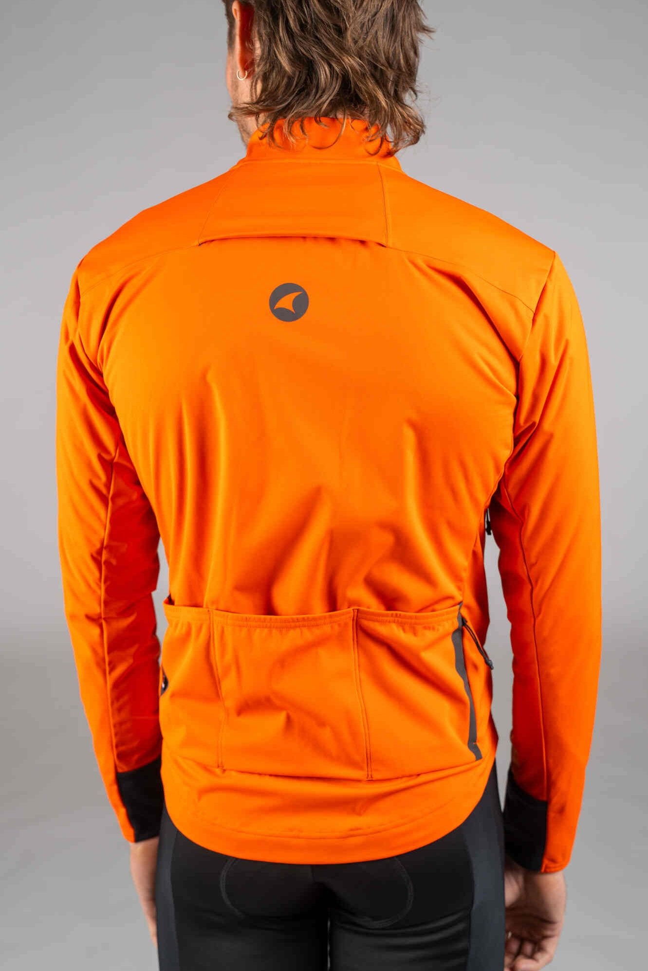 Men's Red Orange Winter Cycling Jacket - Back Pockets