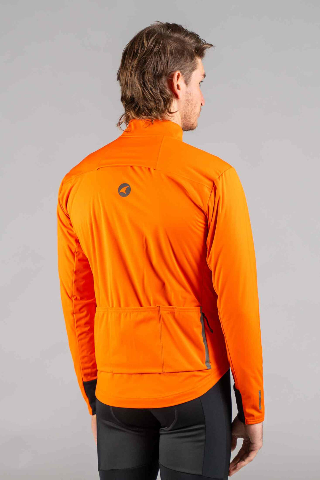 Men's Red Orange Winter Cycling Jacket - Back View