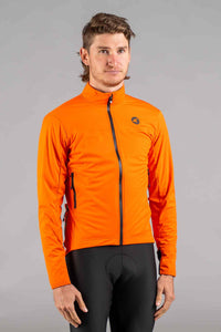 Men's Red Orange Winter Cycling Jacket - Front View