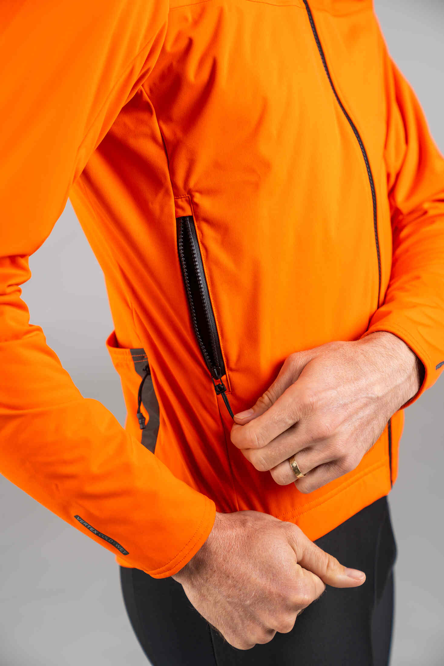 Men's Red Orange Winter Cycling Jacket - Side Venting