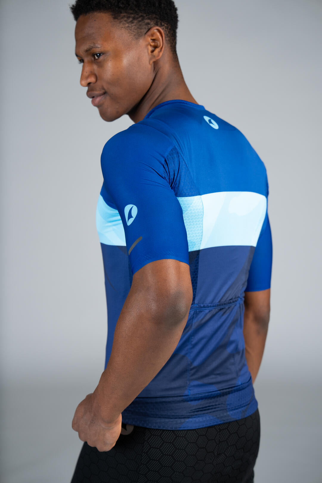 Men's Summit Aero Blue Stripe Cycling Jersey - Side View