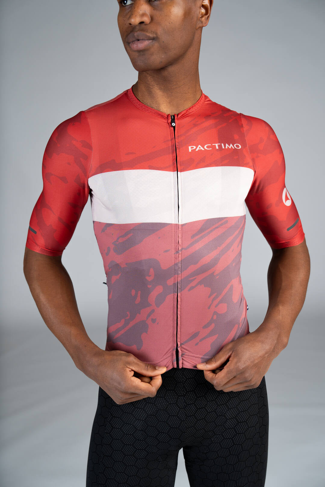 Men's Summit Aero Red Rock Stripe Cycling Jersey - Hidden Zipper