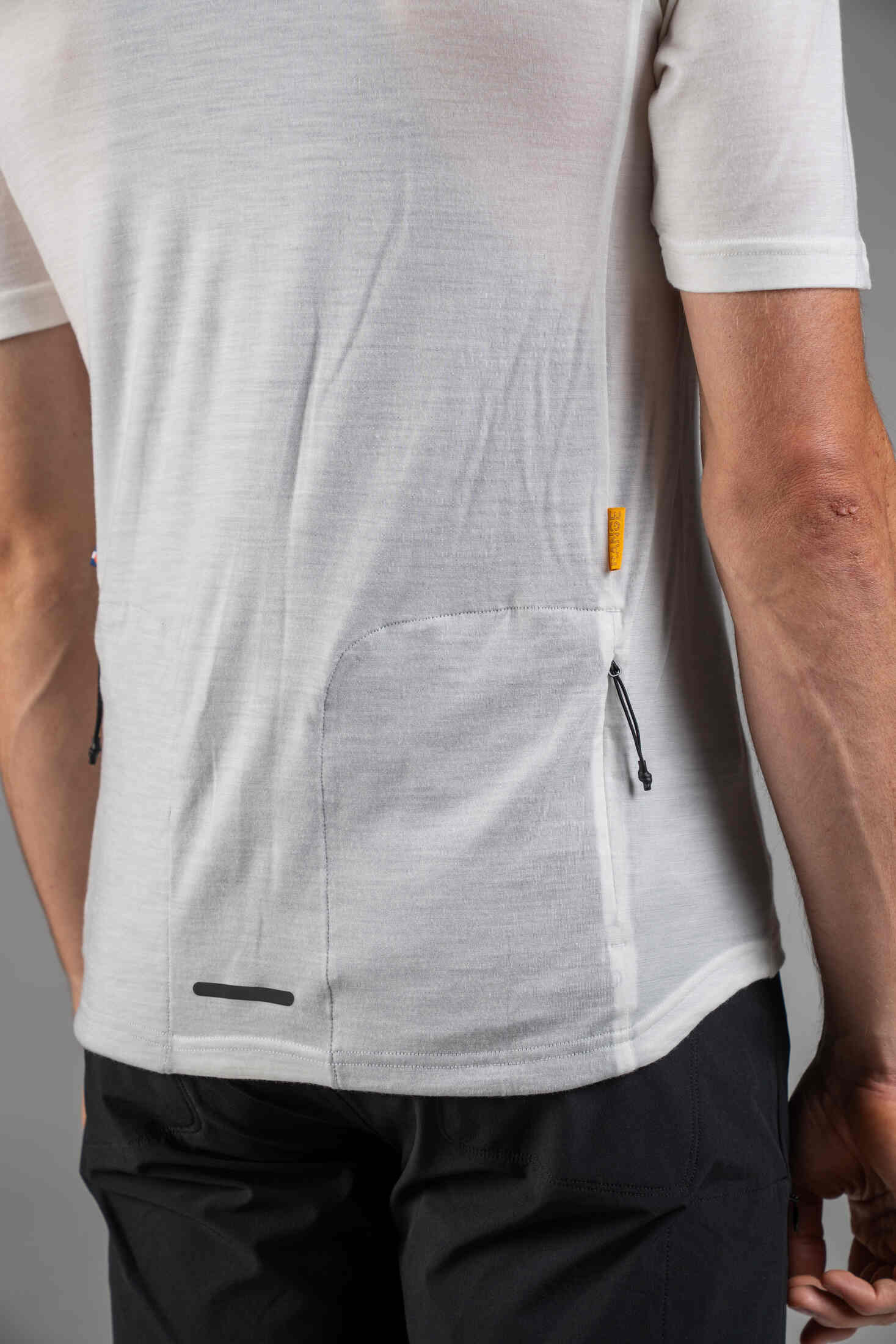 Men's White Merino MTB Tee - Back Pocket