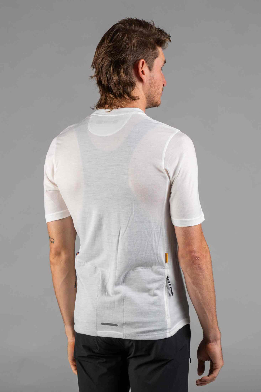 Men's White Merino MTB Tee - Back View