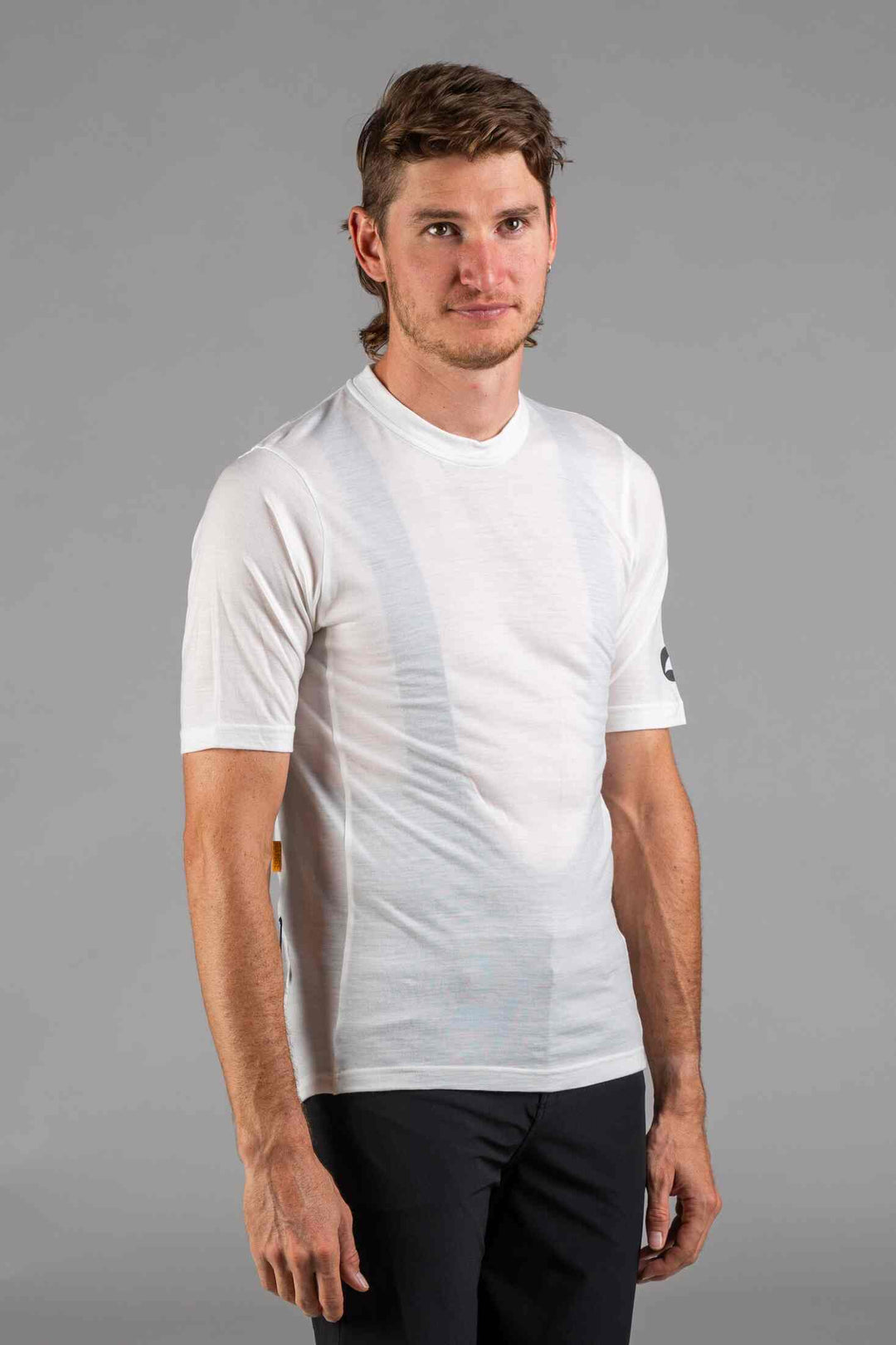 Men's White Merino MTB Tee - Front View