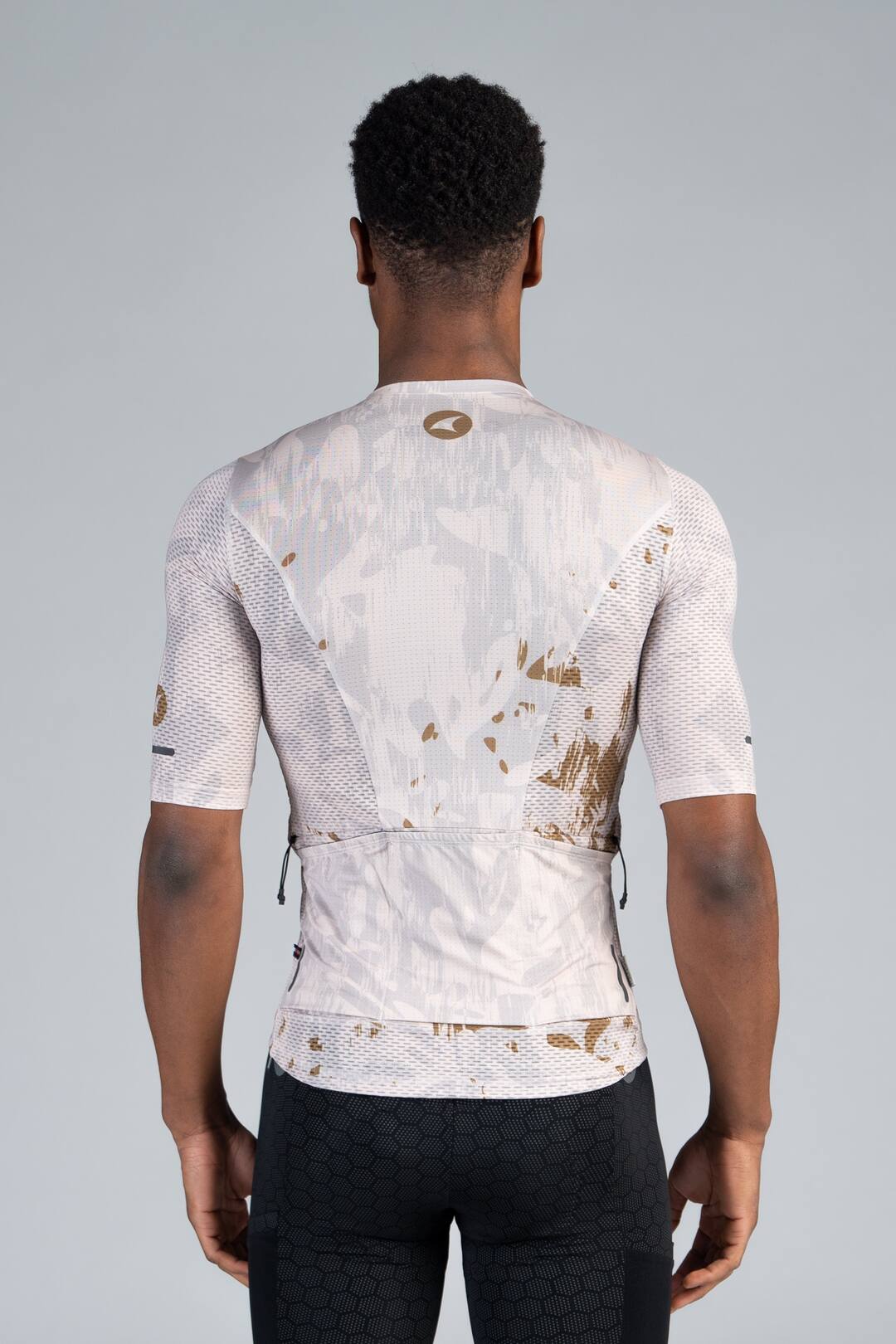 Men's White Mesh Gravel Cycling Jersey - Back View