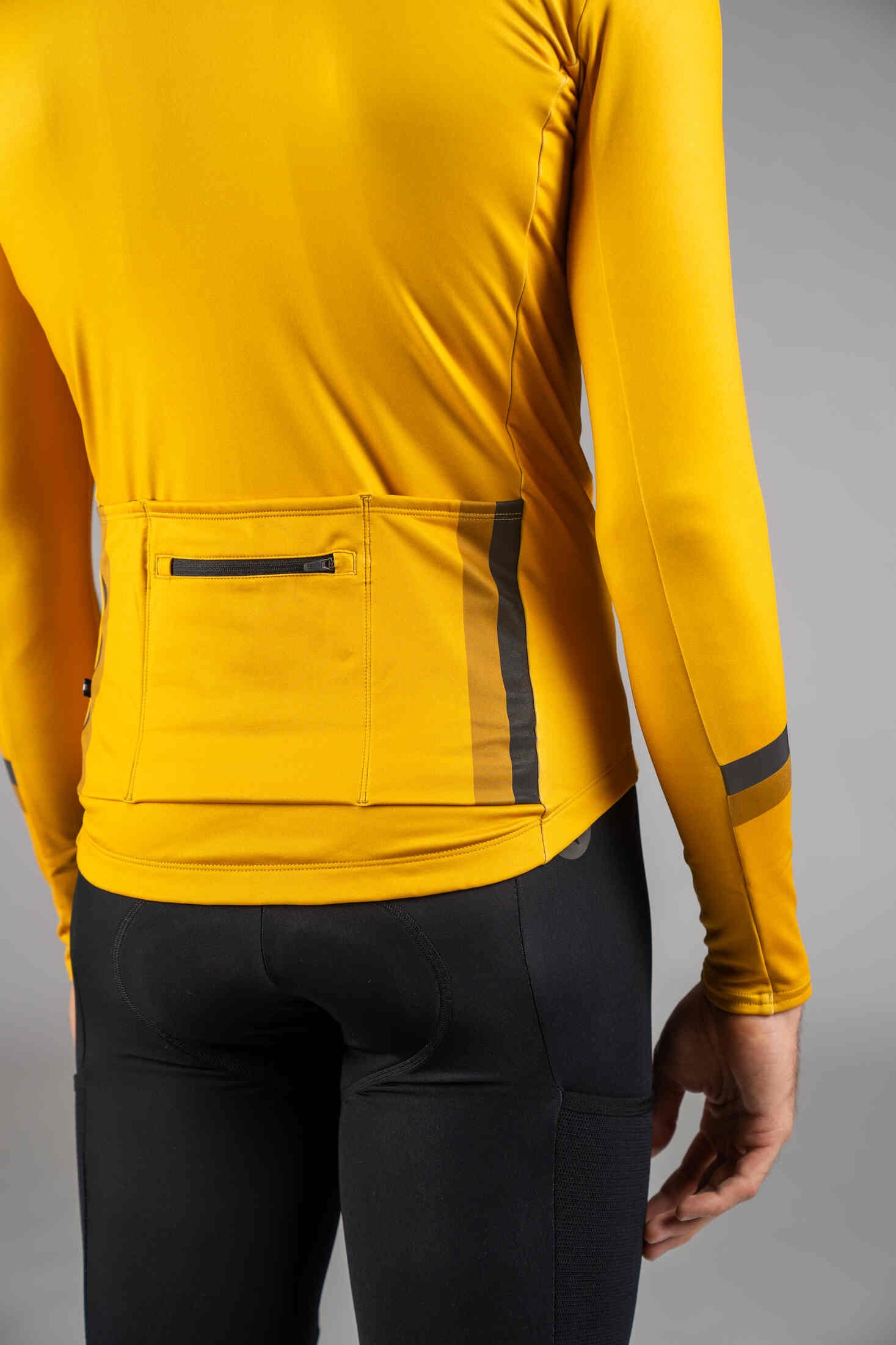 Men's Golden Yellow Thermal Cycling Jersey - Back Pockets