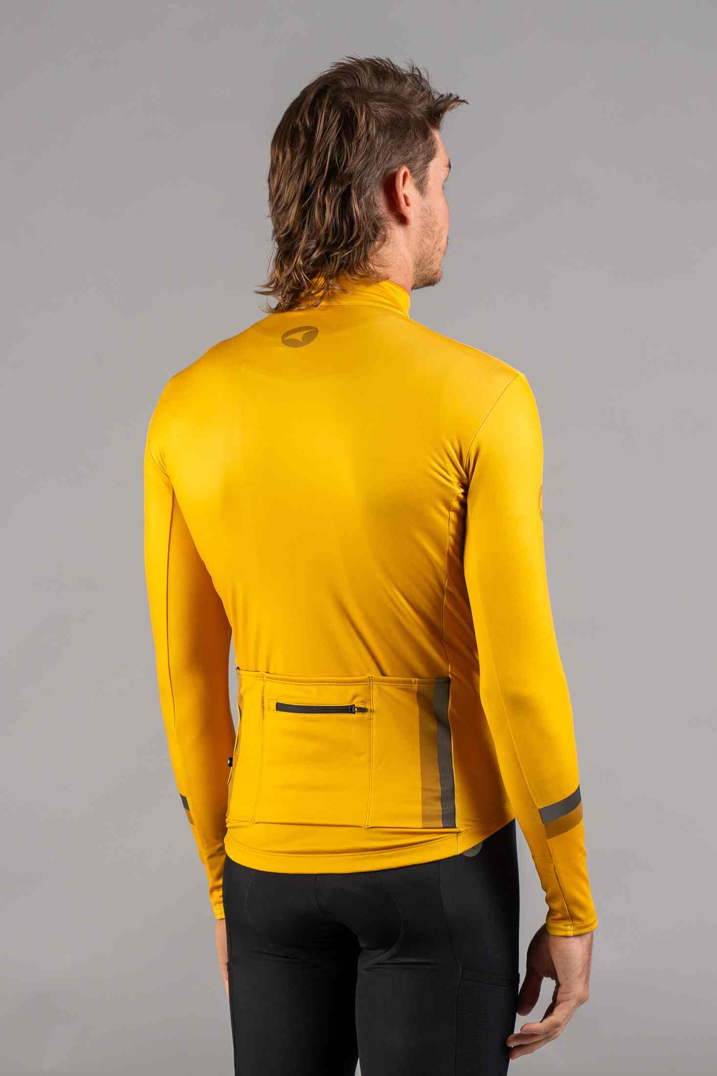 Men's Golden Yellow Thermal Cycling Jersey - Back View