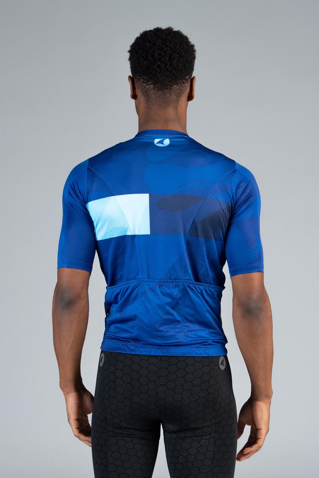 Mens Blue Stripe Summit Bike Jersey - Back View