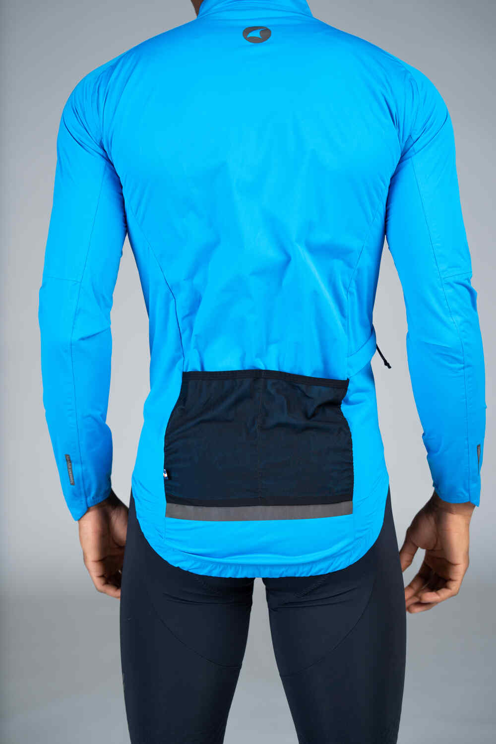 Men's Blue Waterproof Cycling Rain Jacket - Back Pocket