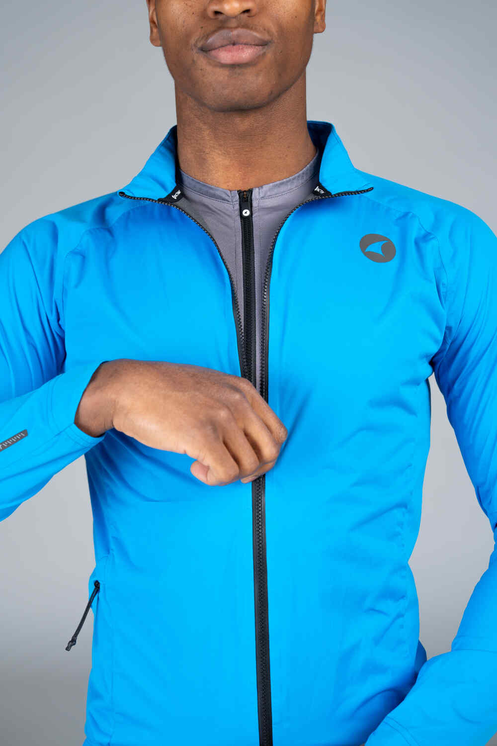 Men's Blue Waterproof Cycling Rain Jacket - Zipper