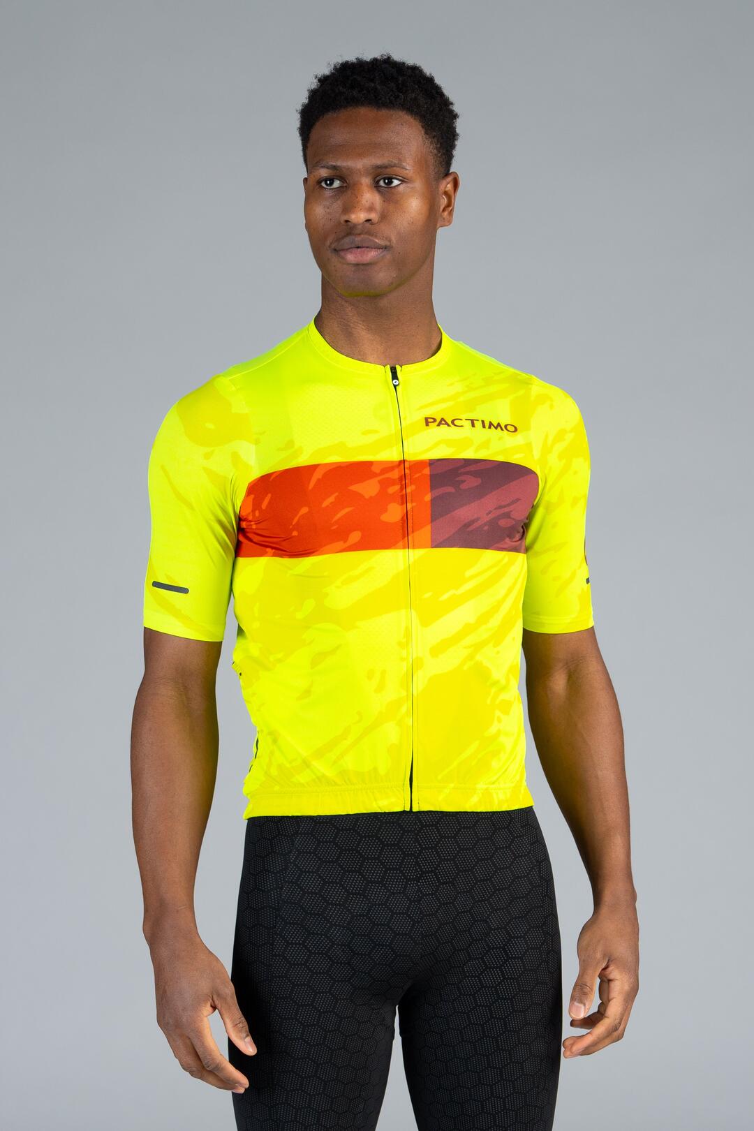 Men's High-Viz Stripe Summit Bike Jersey - Front View