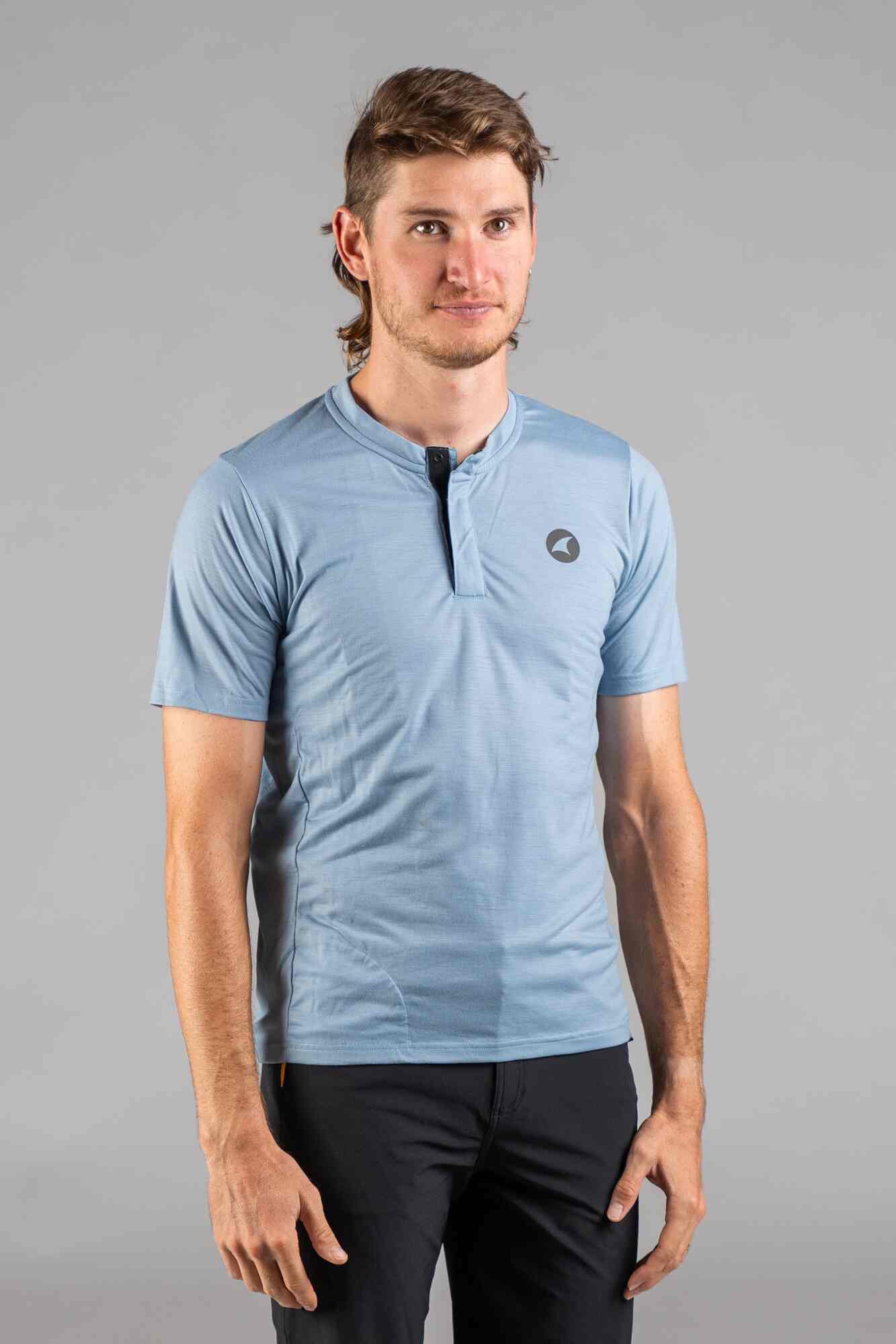 Men's Light Blue MTB Henley - Front View