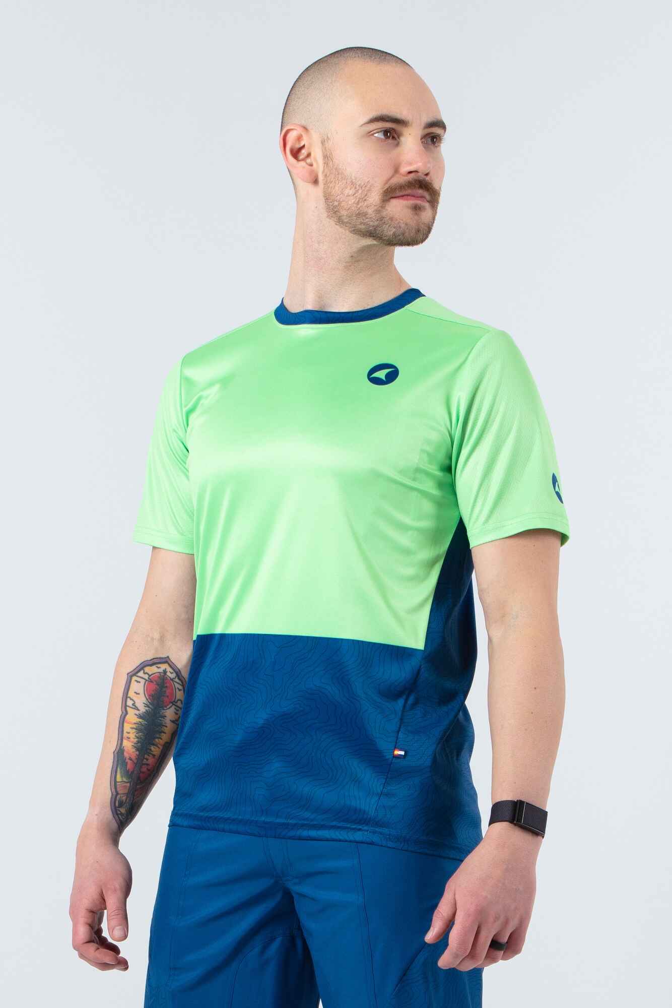 Men's Lime Green MTB Jersey - Front View