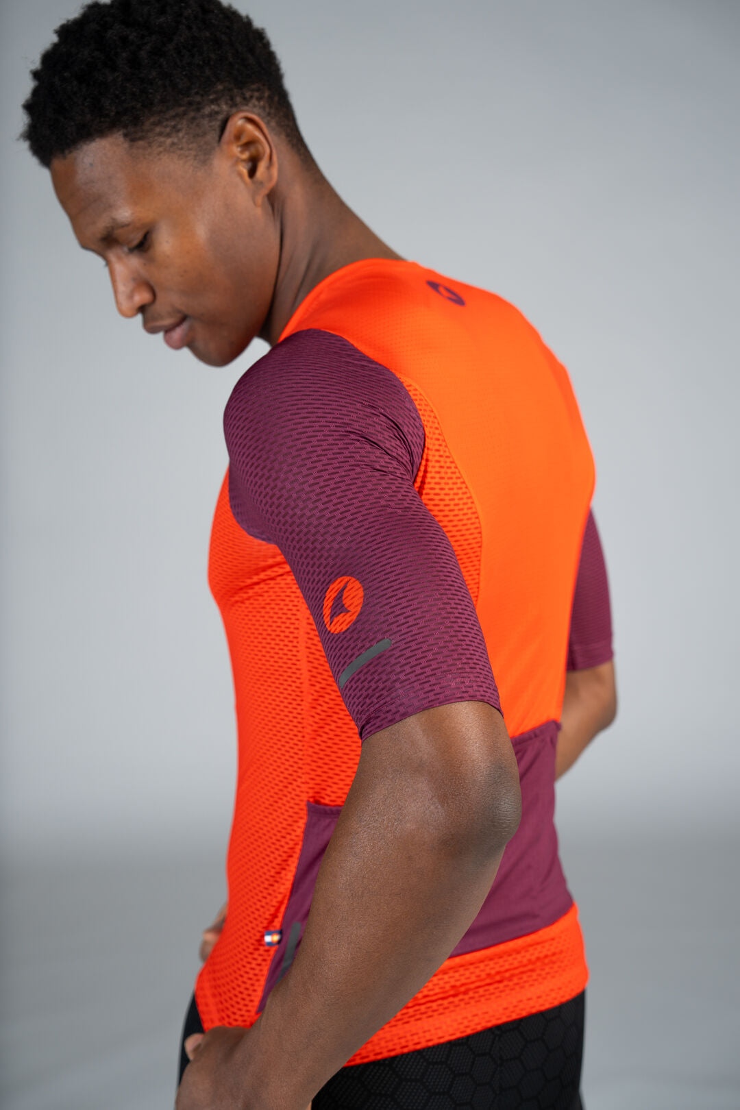 Men's Red Mesh Cycling Jersey - Sleeve