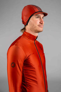 Red Orange Alpine Thermal Cycling Cap - Side View