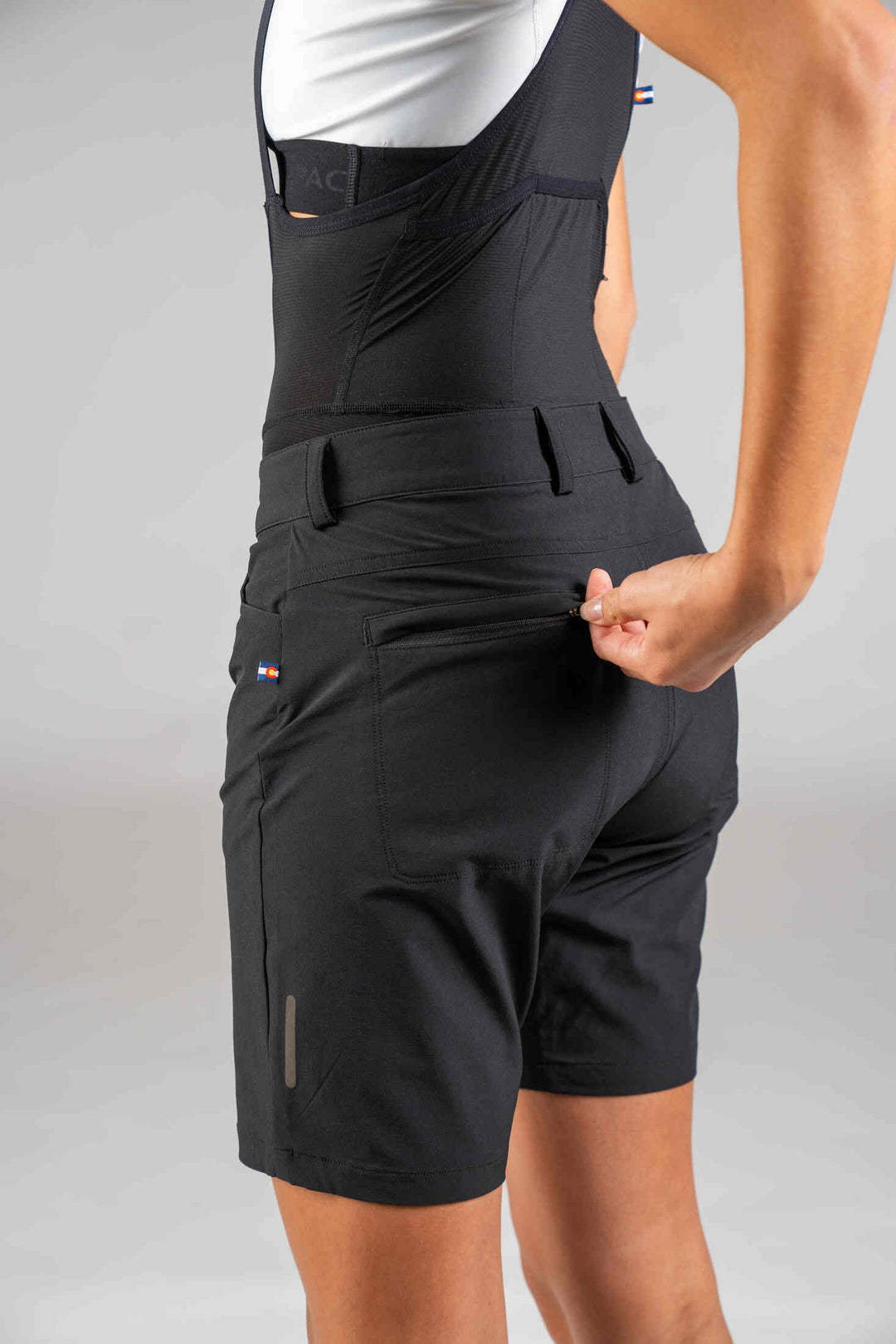 Women's Black Mountain Bike Shorts - Back Pocket