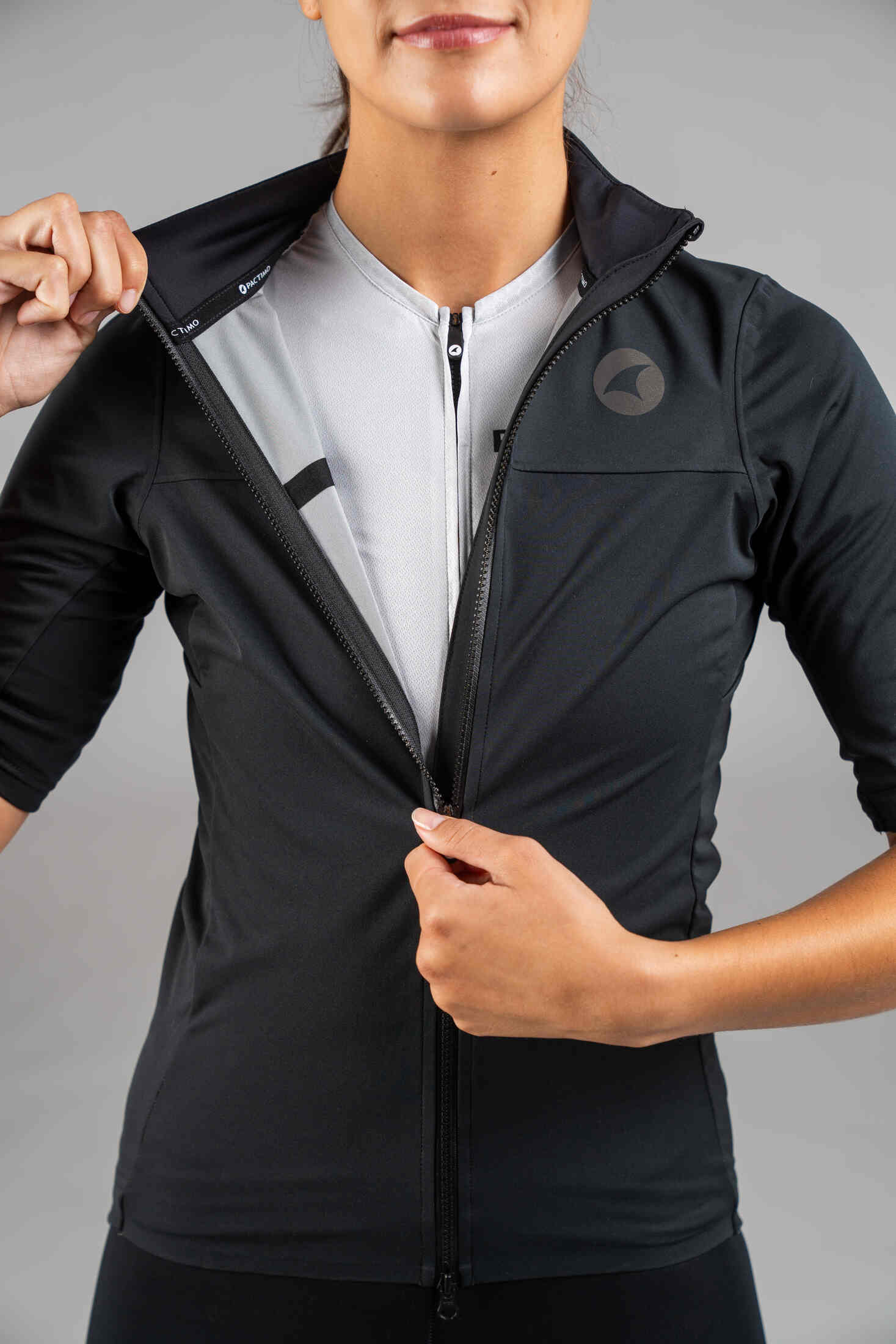 Women's Black Water-Resistant Short Sleeve Cycling Jacket - Zipper