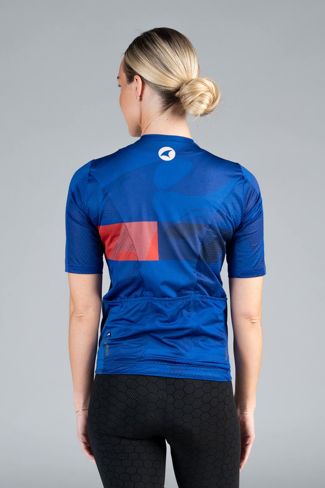 Women's Blue Stripe Summit Bike Jersey - Back View