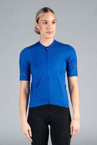 Women's Blue Summit Bike Jersey - Front View