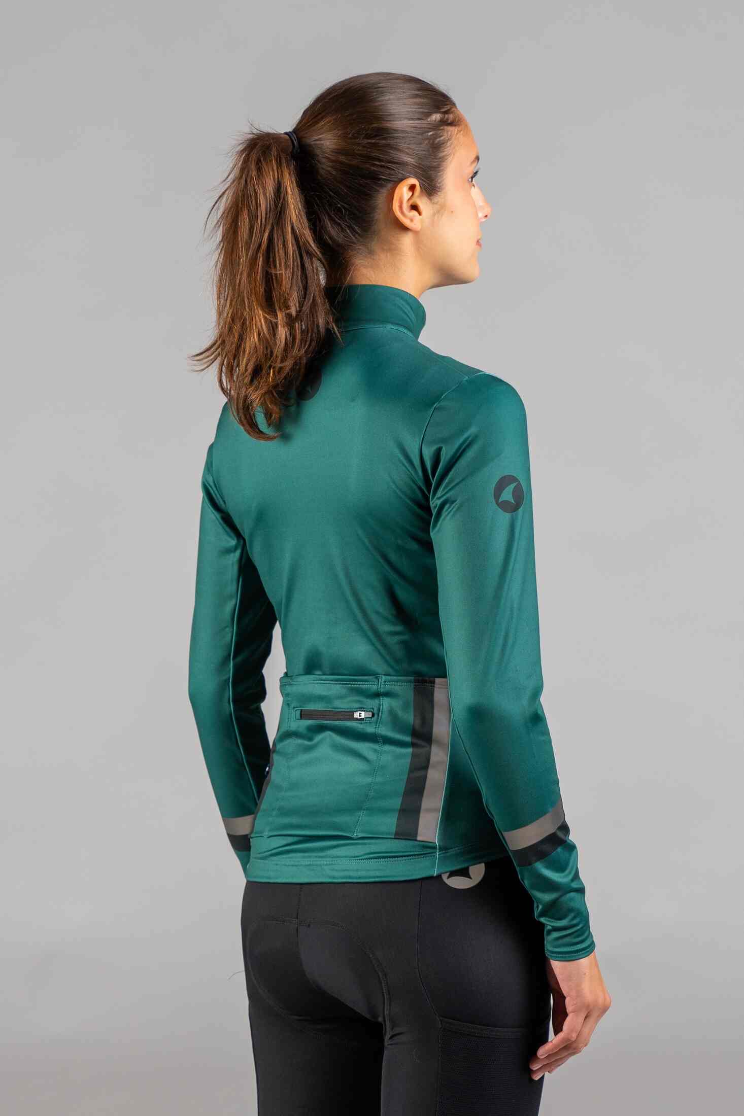 Women's Green Thermal Cycling Jersey - Back View