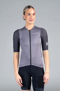 Women's Grey Gravel Cycling Jersey - Front View